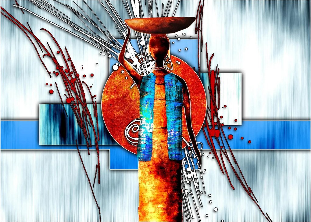 Tablou pe sticlă picturii persoanei străveche (70x50 cm)