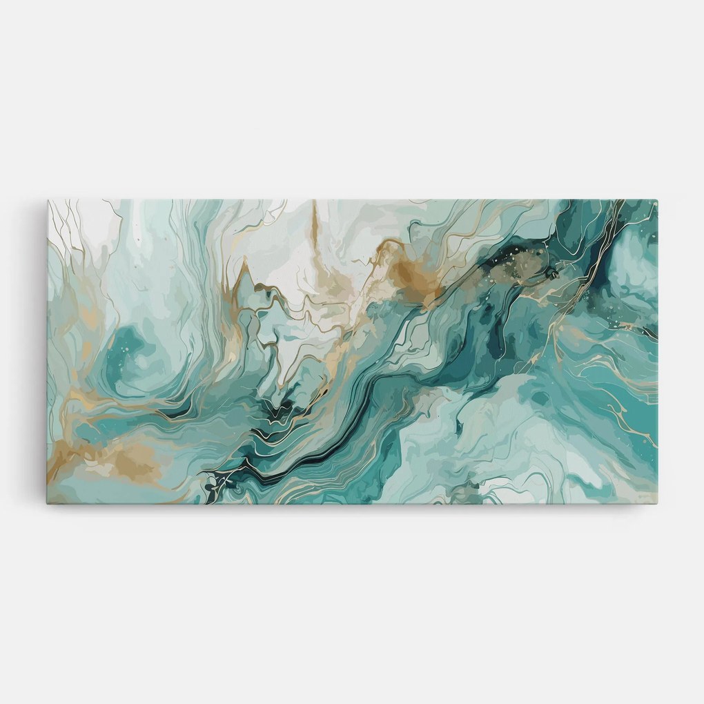 Tablou Canvas, 100x200cm, Dormitor si Living, Feng Shui, Apa, Green Gold Water