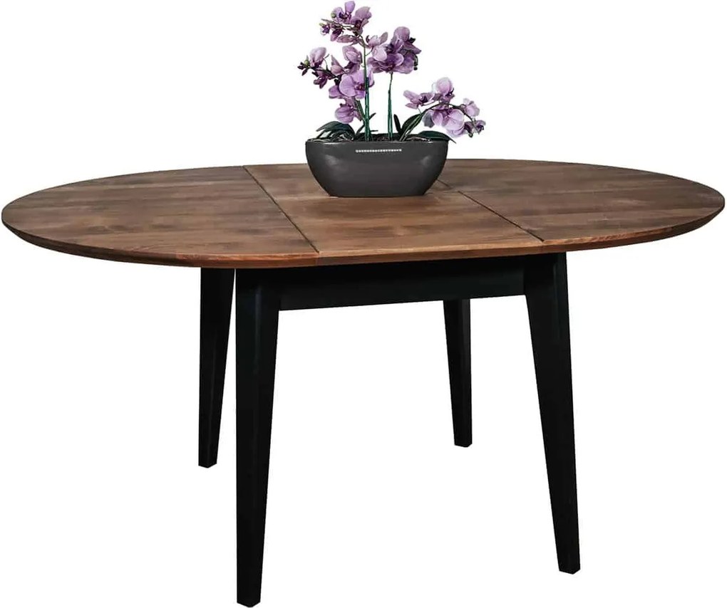 Masă lemn masiv Dining Rotundă Extensibilă Timeless 110/150x76 cm Negru
