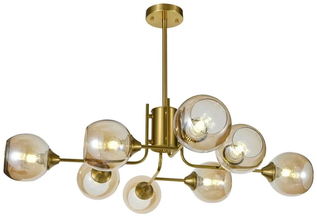 Lustra model N6802-8 – 8 abajururi elegante, finisaj auriu