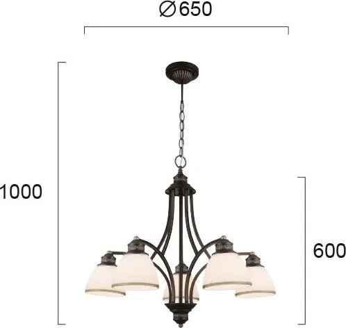 Lustru suspendat pe cablu CLAIR 5xE27/60W/230V, diametru 65 cm, finisaj bronz