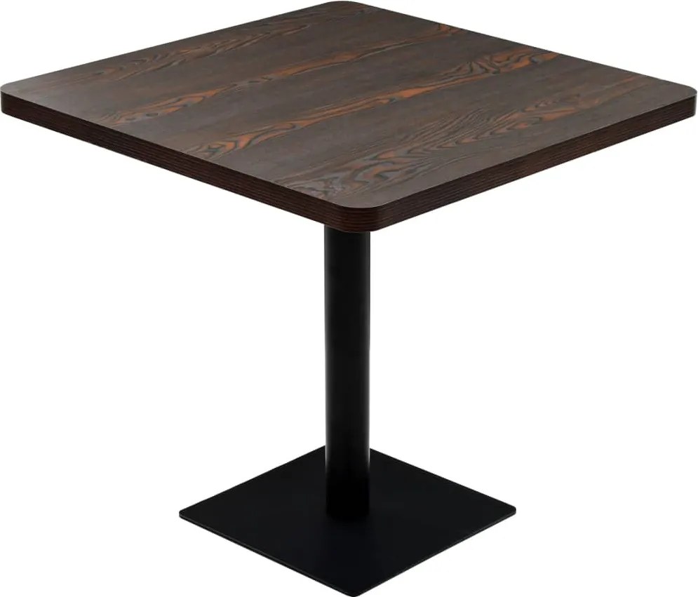 vidaXL Masă bistro, MDF și oțel, pătrată, 80x80x75 cm, Cenușiu închis