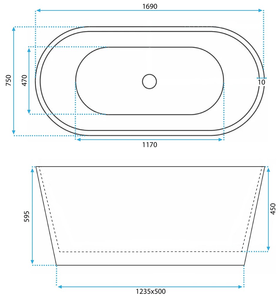 Cadă acrilică freestanding ROMA 170