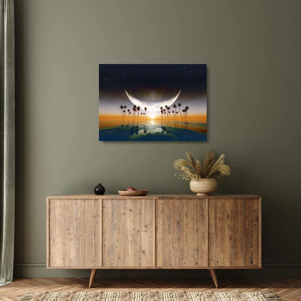 Tablou- Luna deasupra palmierilor (70x50 cm)
