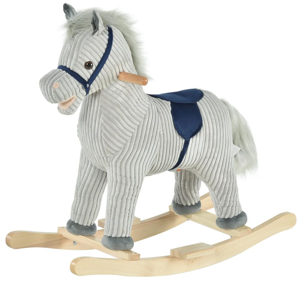 HomCom balansoar copii 36-72 luni, leagan cal interactiv, jucarie moale pentru copii 64x73x35cm | AOSOM RO
