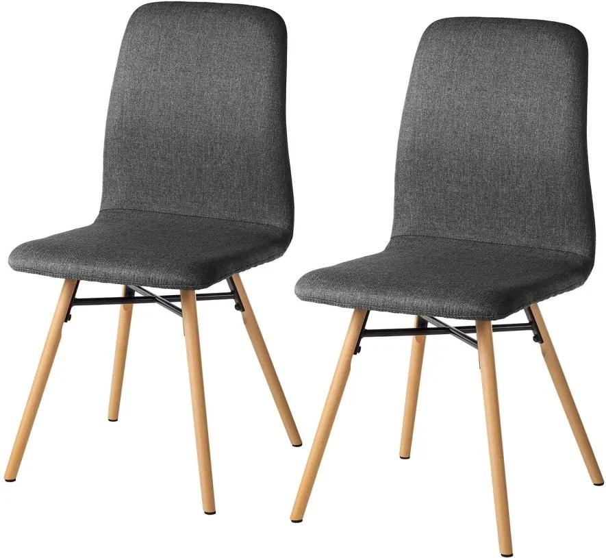 Set 2 scaune Daleras tesatura/ lemn masiv, gri inchis, 43 x 86 x 55 cm
