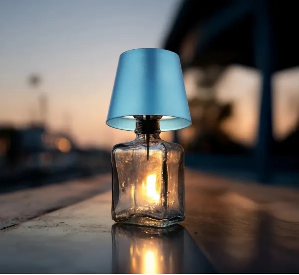 Globo 58488BL-LED Lampă de masă VANNIE, reîncărcabilă, cu control tactil și reglare a luminozității, pentru exterior 3W/5V IP54 1800mAh albastră