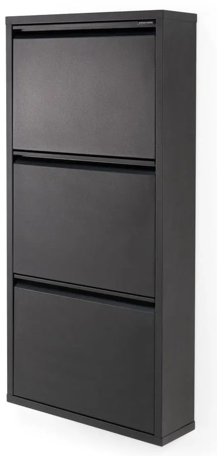 Pantofar negru cu deschidere înclinată din metal 50x103x15 cm Billy – Spinder Design