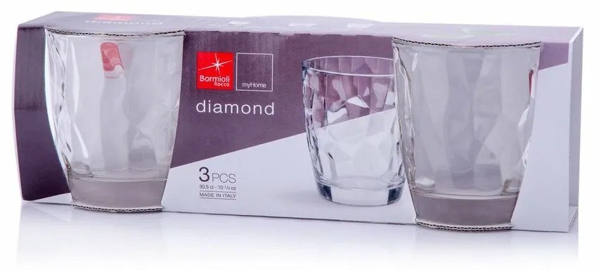 Set de pahare Bormioli Rocco Diamond, 3 piese, 300 ml, 300 ml