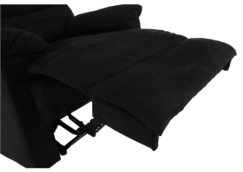 Fotoliu reglabil masaj, material textil catifea negru, LAMBERT