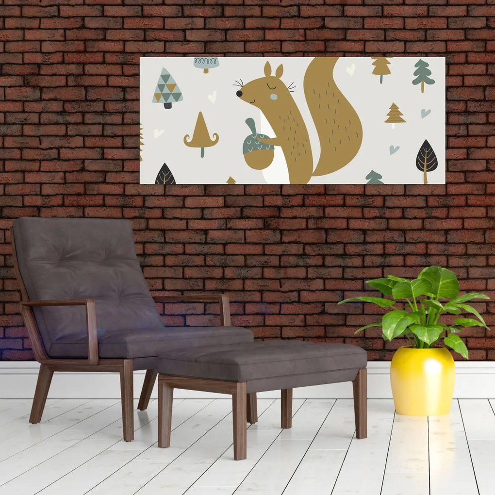 Tablou - Veveriță cu o nucă (120x50 cm)