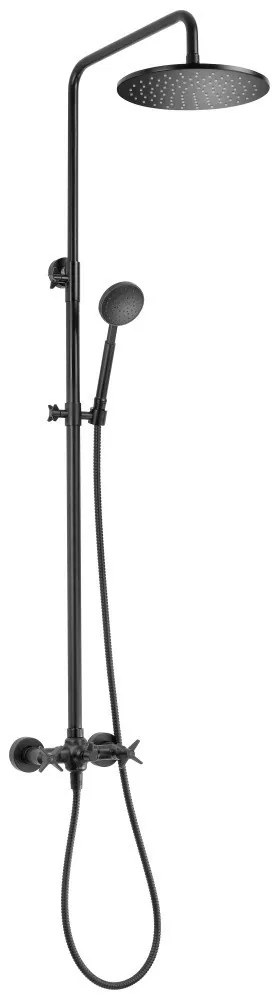 Coloana de dus cu baterie monocomanda negru mat Deante Temisto