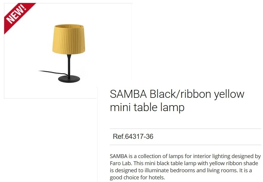 Veioza / Lampa de masa moderna design elegant SAMBA mini negru/galben 64317-36