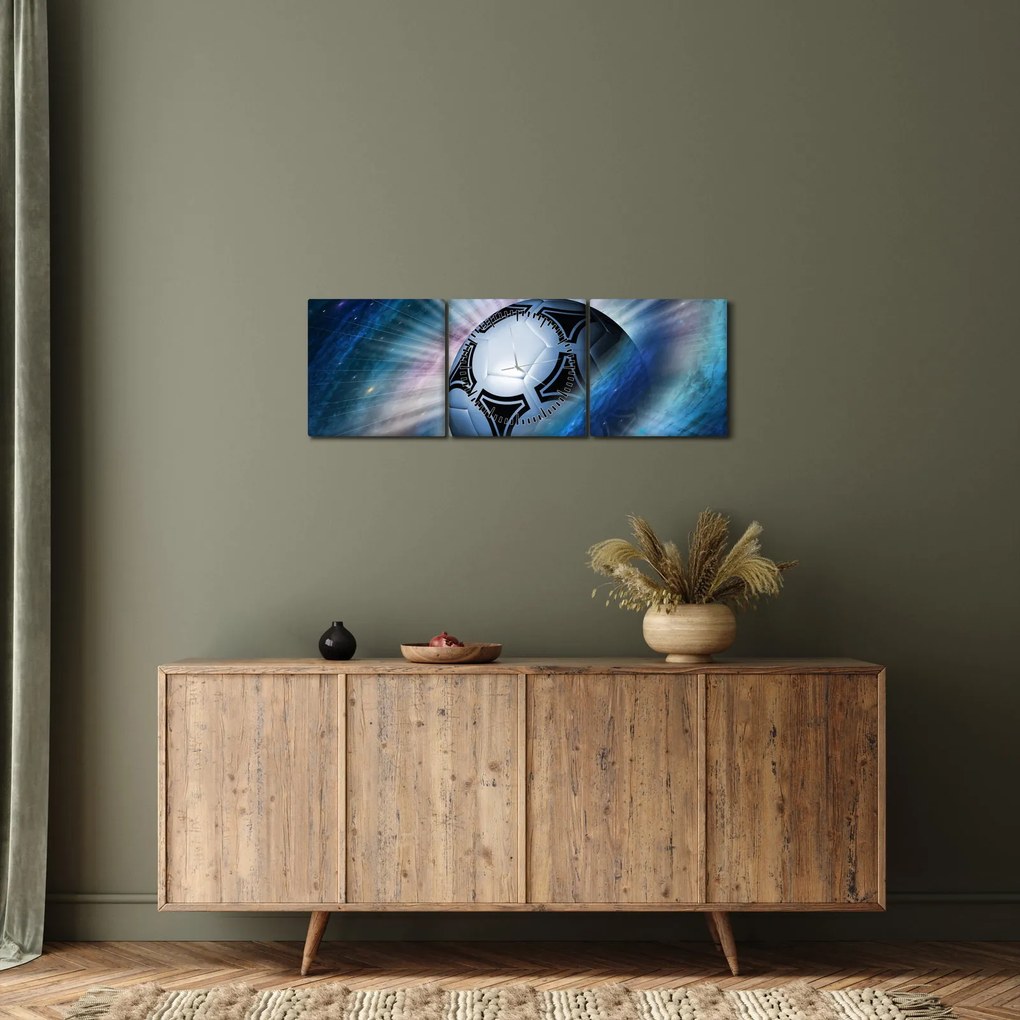 Tablou - Fotbal în spațiu (cu ceas) (90x30 cm)