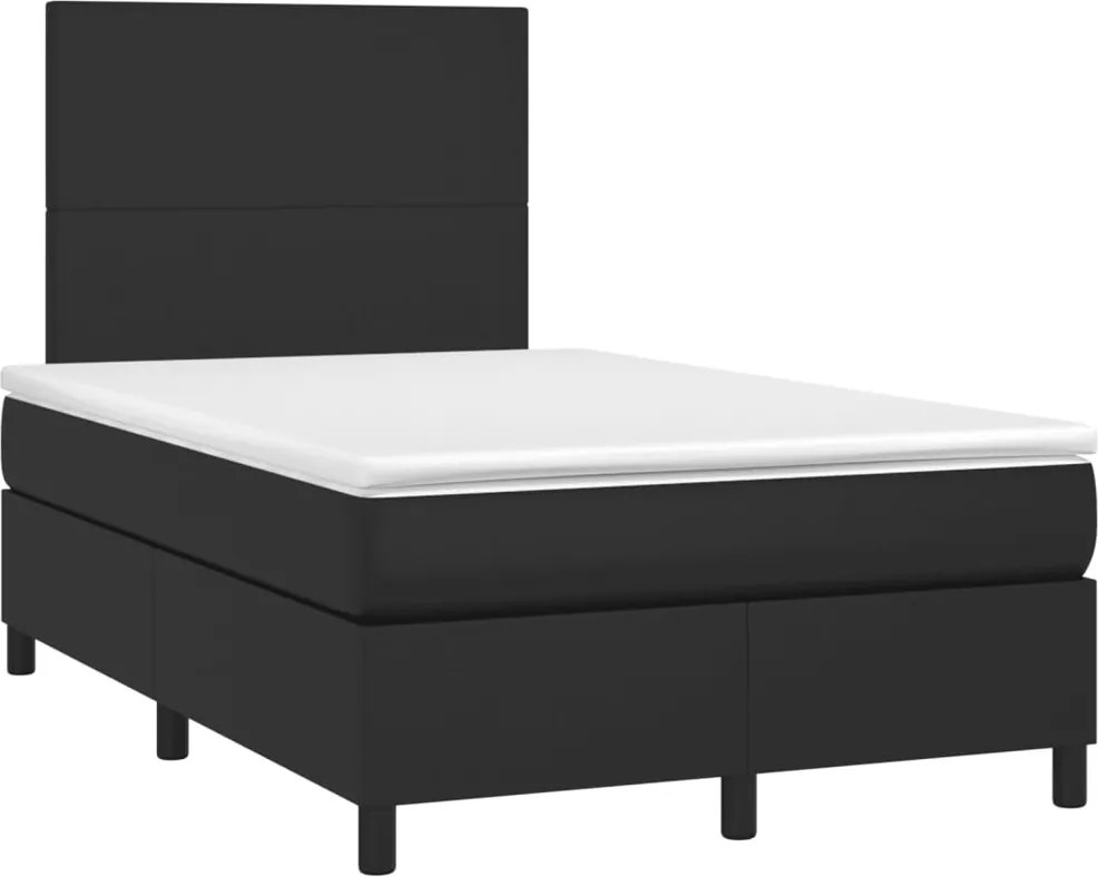 vidaXL Pat box spring cu saltea, negru, 120x190 cm, piele ecologică