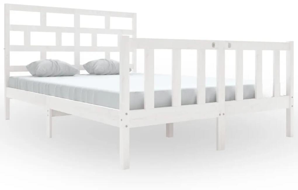 3101349 vidaXL Cadru de pat, alb, 140x200 cm, lemn masiv de pin