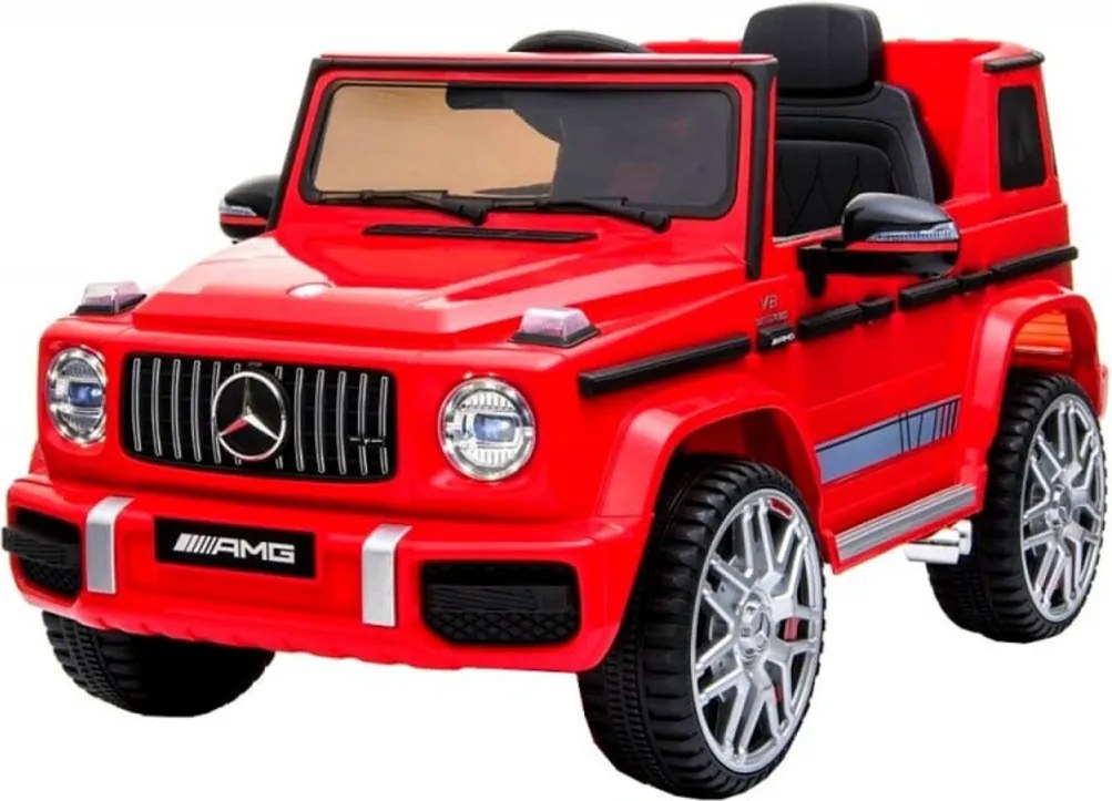Masinuta Electrica cu acumulator pentru copii NOVOKIDS™ Mercedes G63 AMG , Roti din Cauciuc EVA, Melodii si USB , 3-8 ani , usi cu deschidere ,