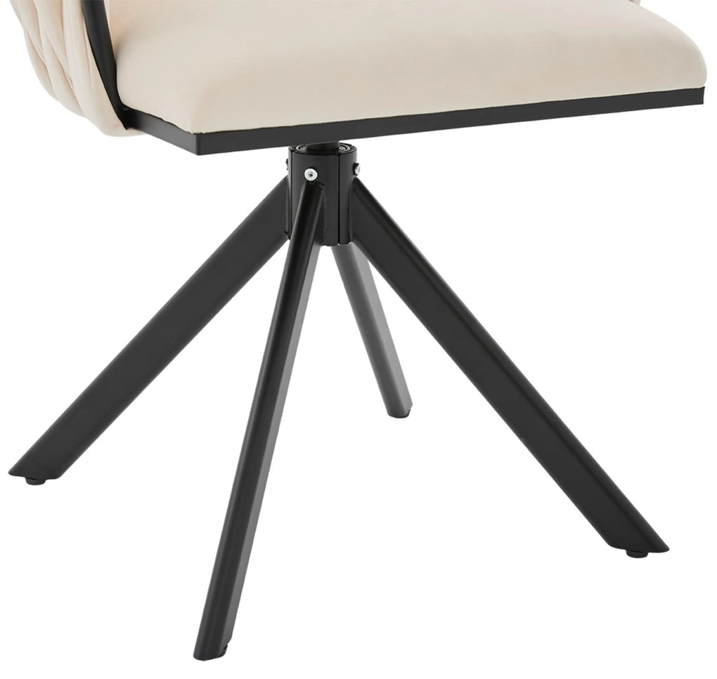 Set de 2 scaune pivotante din catifea, Fildeș | Aosom Romania