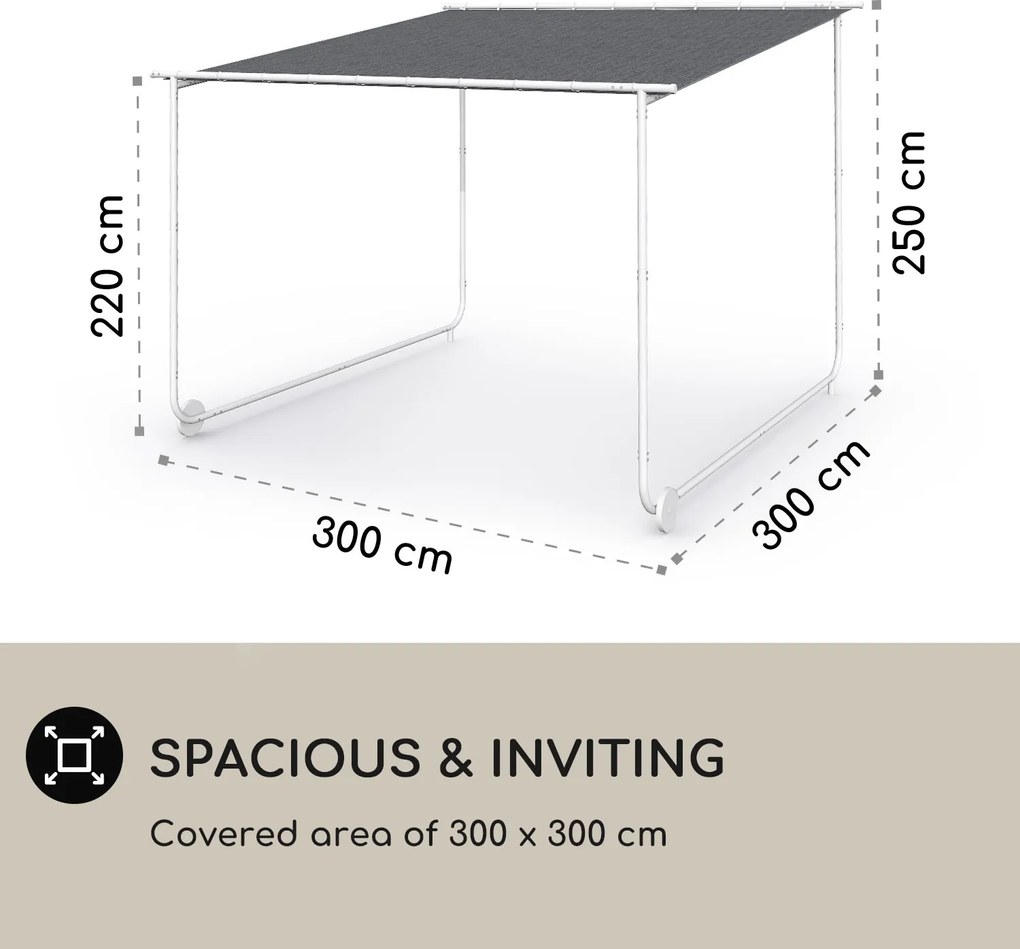 Blumfeldt Nantes, foișor, baldachin, parasolar, 3x3m, poliester, cadru din oțel, UV50+, roți de podea