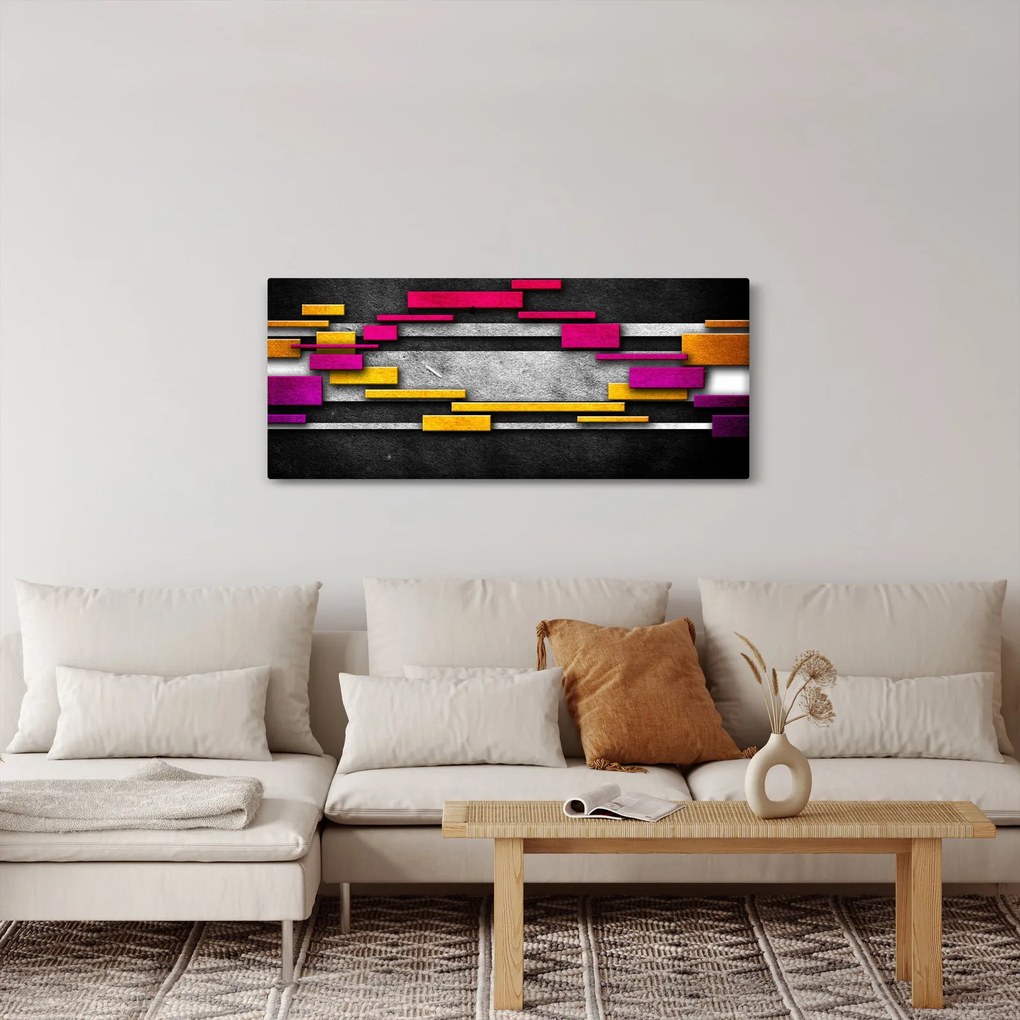 Tablou - Abstrac colorat, fundal negru (120x50 cm)