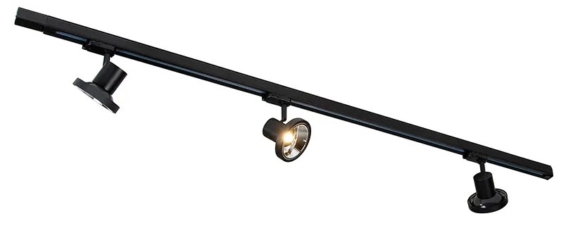 Sistem de șine cu 3 spoturi negru drept inclusiv LED trifazic - Iconic Jeany