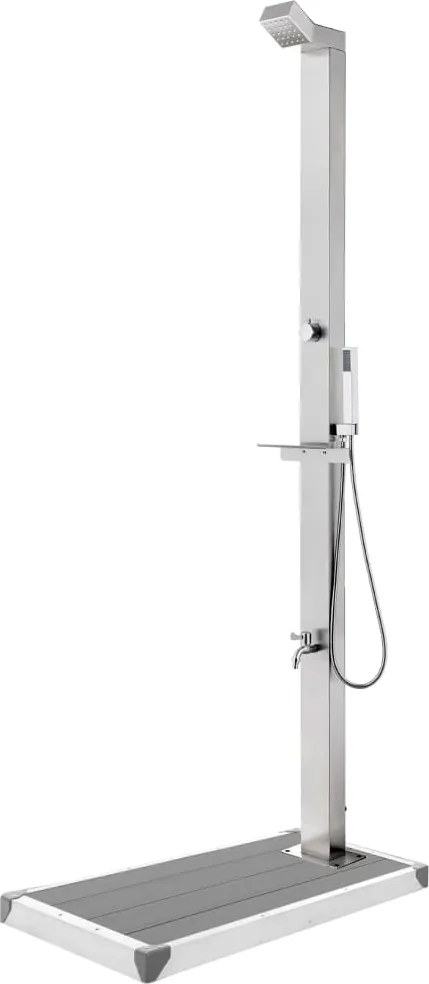 vidaXL Duș de grădină cu bază gri, 225 cm, oțel inoxidabil