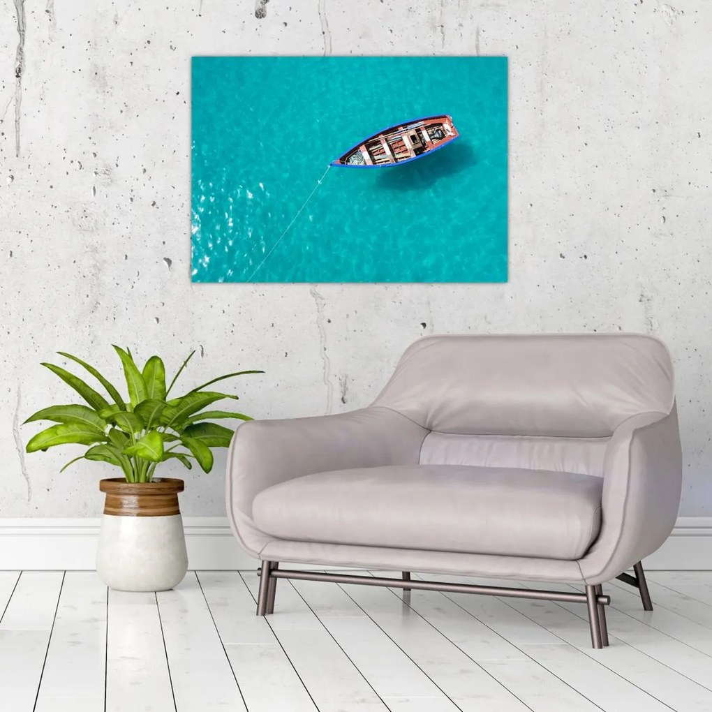 Tablou pe sticlă - Barcă de pescuit tradițională (70x50 cm)