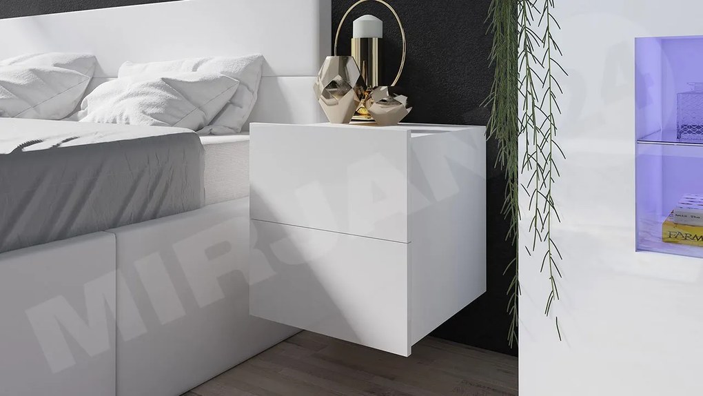 Noptieră Brenali BR06 (Alb + Alb lucios ). Promo -16%. 1053838