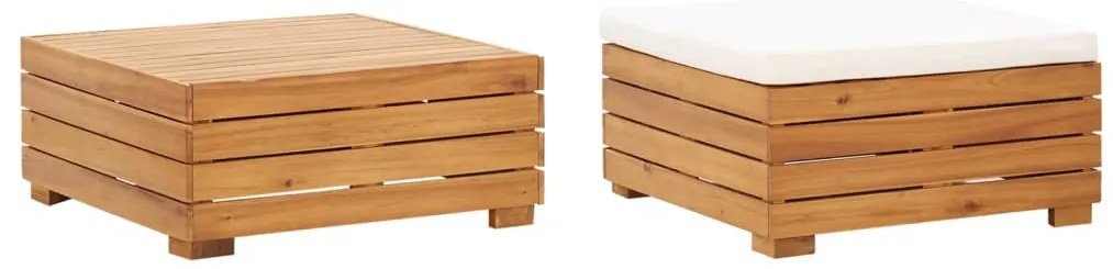 vidaXL Set masă de grădină&amp;suport picioare cu pernă, lemn masiv acacia