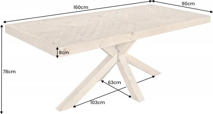 Masa design industrial vintage Mosaik 160cm Pin