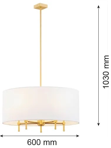 Lustră pe cablu ABBANO 5xE14/7W/230V alamă/albă Argon 2132