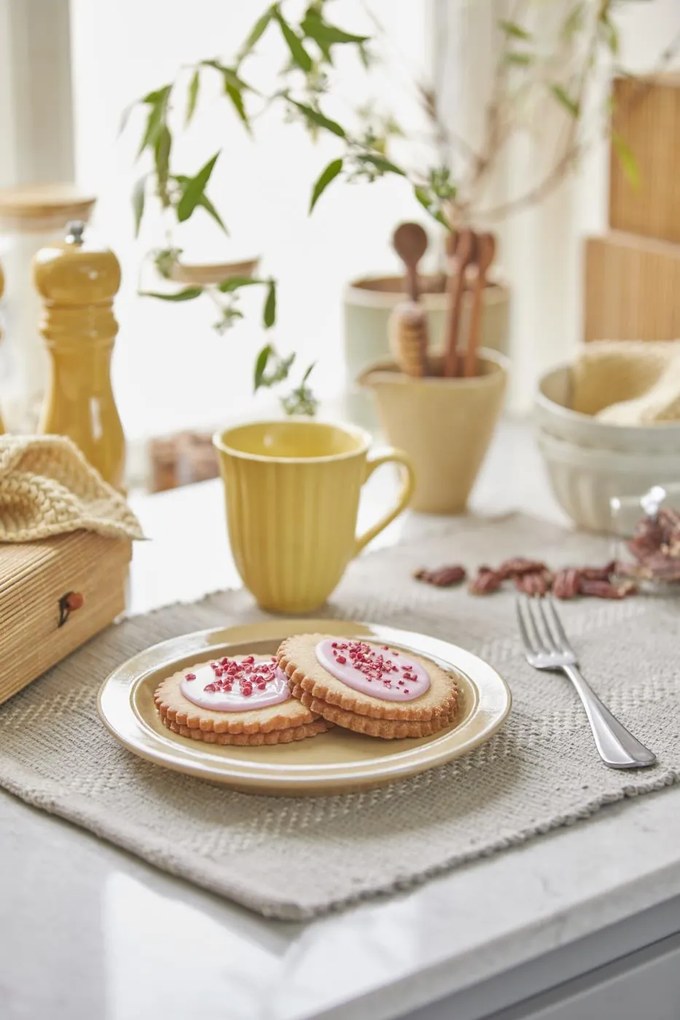 Cana din ceramica galbena cu caneluri MYNTE LEMONADE