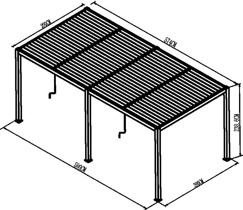 Pergolă bioclimatică din aluminiu cu lamele 5,8 x 3 M
