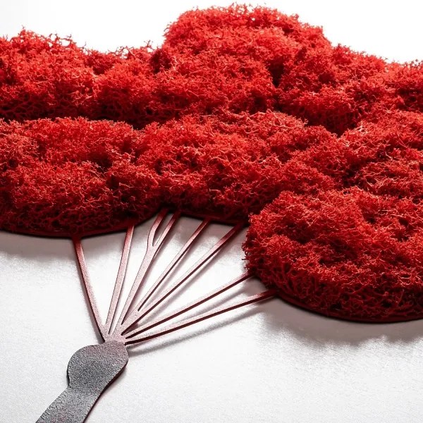 Decorațiune de perete 100x34 cm metal/mușchi fată