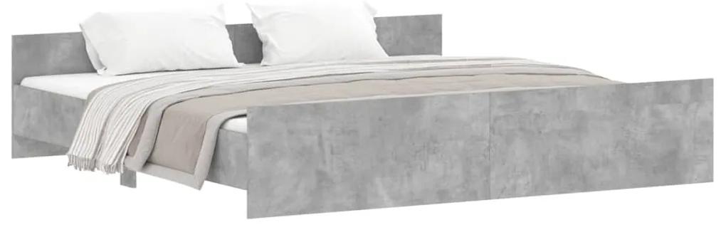3203771 vidaXL Cadru de pat cu tăblie la cap/picioare, gri beton, 180x200 cm