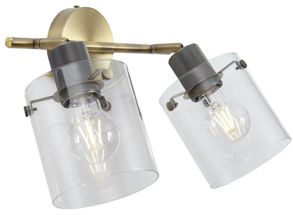 Spot de tavan de design bronz cu sticlă transparentă 2 lumini - Domo