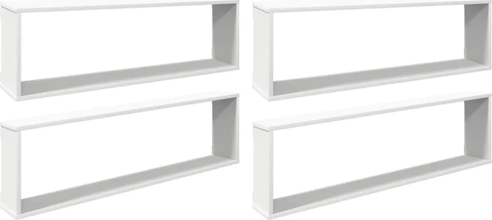 vidaXL Rafturi de perete cub, 4 buc., alb, 100x15x30cm lemn prelucrat