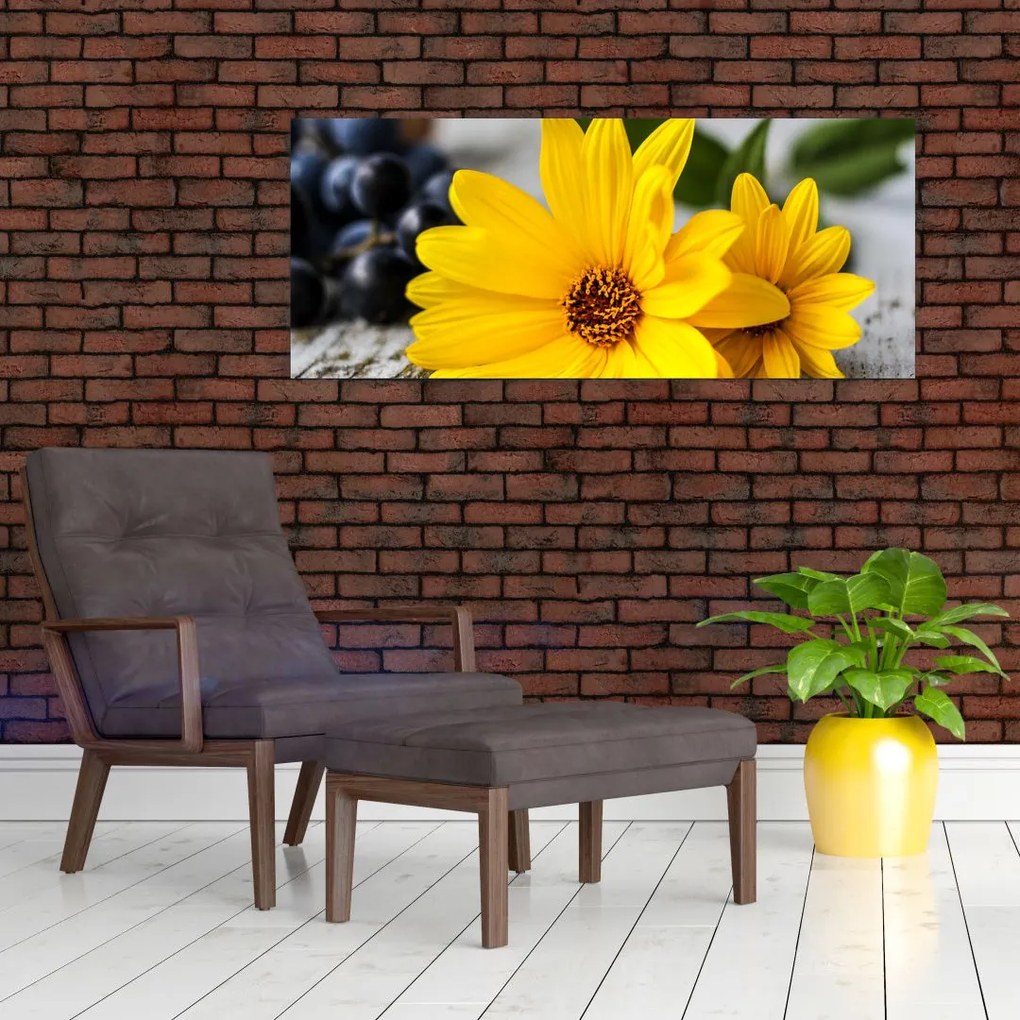 Tablou cu flori galbene (120x50 cm)