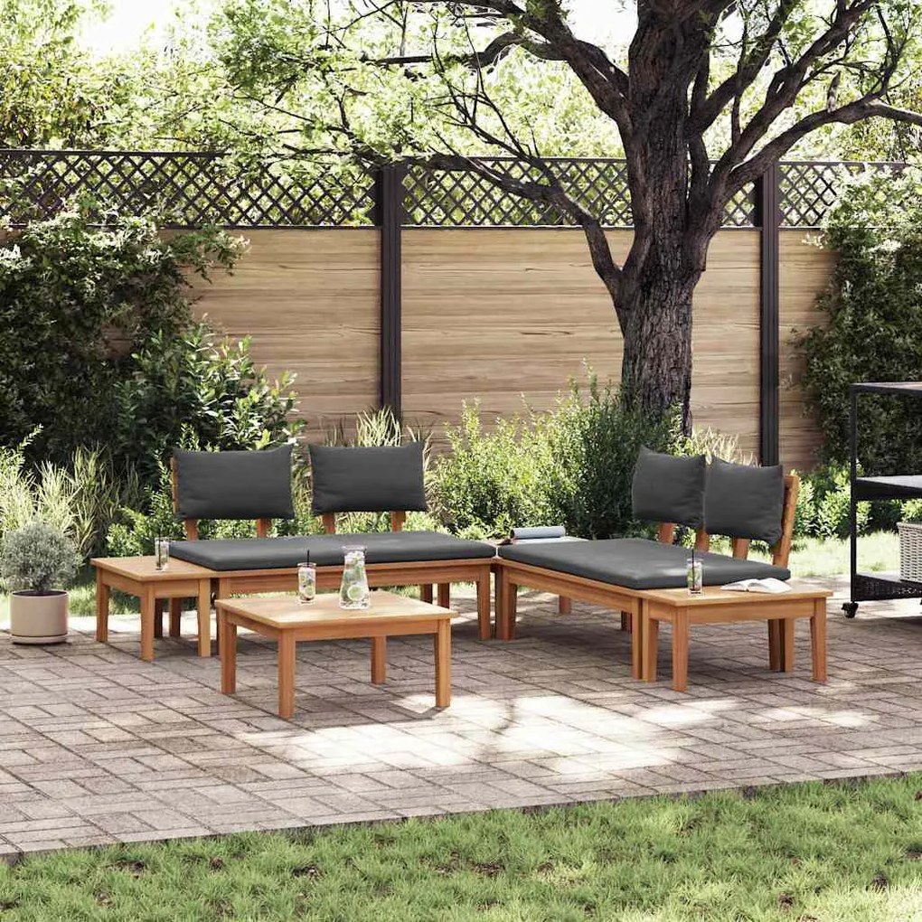 vidaXL Set de Bănci pentru Grădină 3 pcs Maro și gri închis și maro