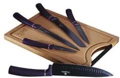 Set cutite 6 piese cu tocator bambus Purple Berlinger Haus BH 2683