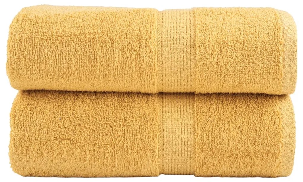 vidaXL Prosoape de baie premium SOLUND, 2 buc., aurii, 30x30 cm, 600 g/m²