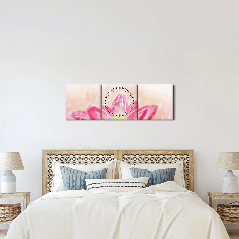 Tablou - Floare de lotus (cu ceas) (90x30 cm)