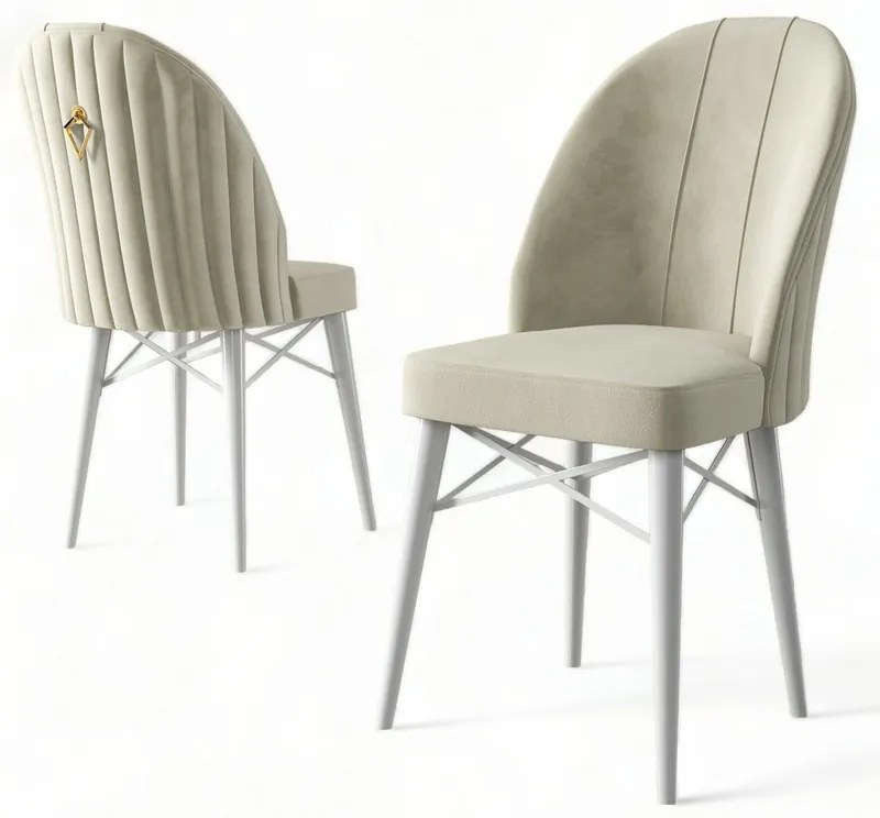 Set de scaune de sufragerie Ritim Cream and White,4 buc.