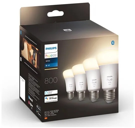 SET 4x bec LED dimabil Philips Hue WHITE A60 E27/9W/230V 2700K