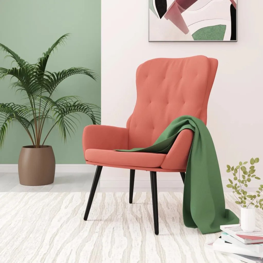 341233 vidaXL Scaun de relaxare, roz, catifea