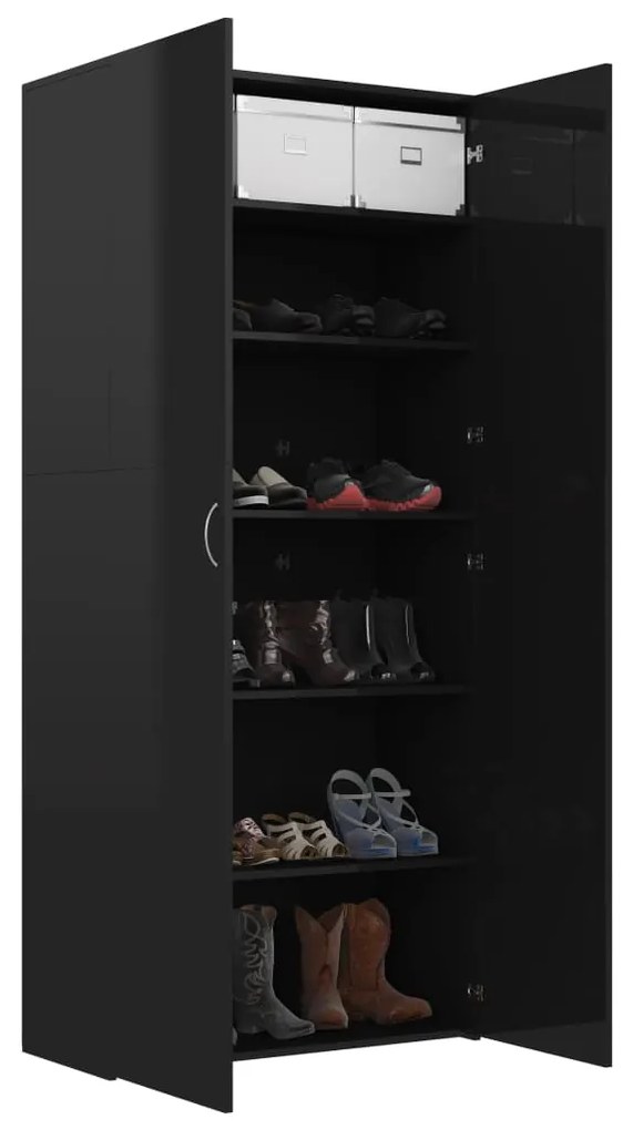Pantofar, negru extralucios, 80x35,5x180 cm, PAL 1, negru foarte lucios