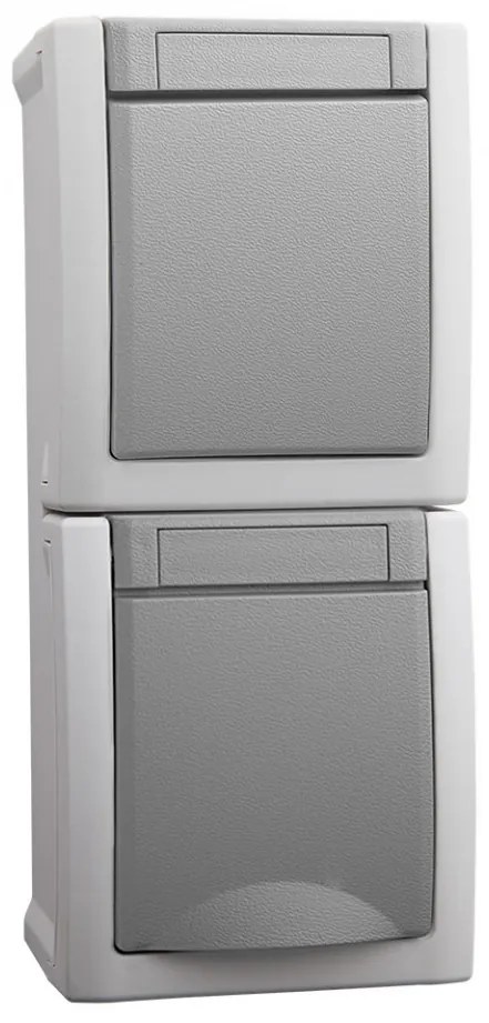 Intrerupator simplu + Priza IP54 Pacific Panasonic, PT, gri
