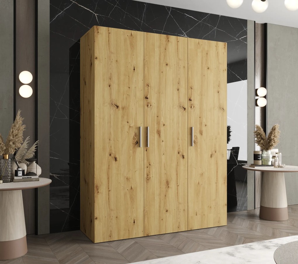 Dulap de haine 150 cm Borry 1 (Stejar artisan + Argintiu). 1125757