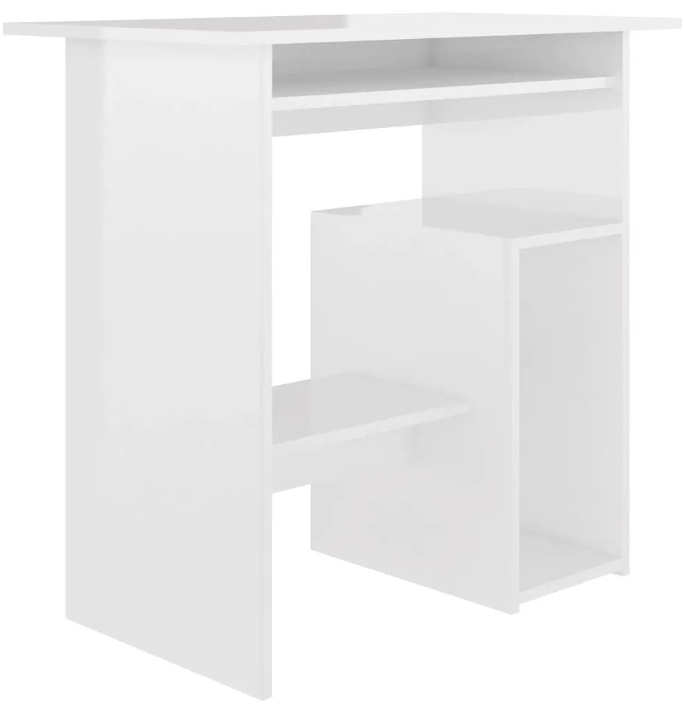 801370 vidaXL Birou, alb extralucios, 80x45x74 cm, lemn prelucrat