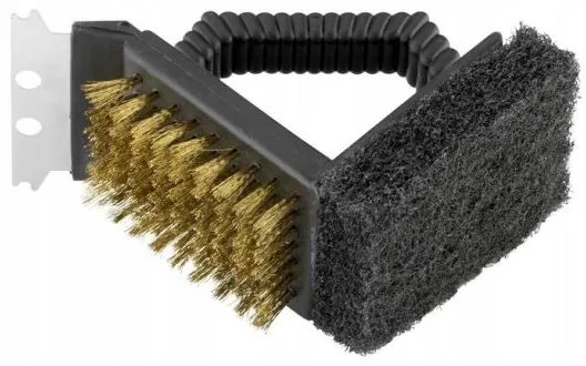 Perie pentru curatat gratar, grill, 3 functii, cu maner, 12x11x6 cm